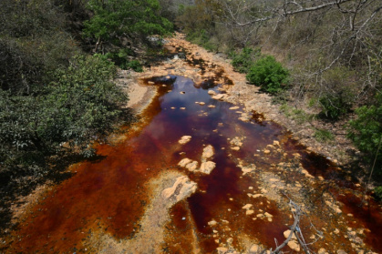 El Salvador's San Sebastian river has no fish -- a result of decades of gold mining nearby