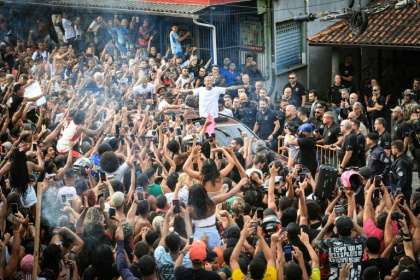Brazilian funk star MC Poze do Rodo spent five days in custody on charges of glorifying crime in his lyrics before being released on bail - Victor CHAPETTA (AFP)