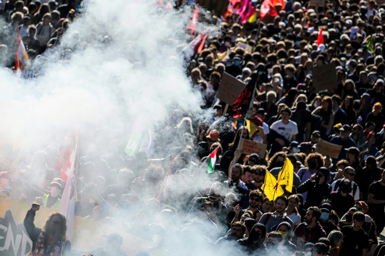 Mass rallies, disruptions in France on day of anger against Macron