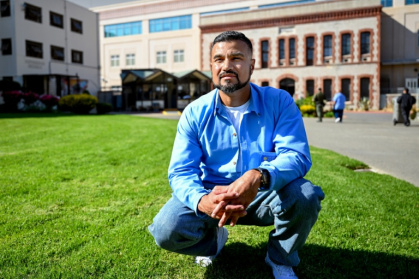 Miguel Sifuentes, 27 years into a life sentence for an armed robbery in which his accomplice killed a police officer, plays an inmate contemplating suicide in the short film 'Warning Signs' - Karl Mondon (AFP)