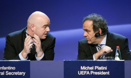 When Michel Platini (R) was UEFA president, Gianni Infantino (L) was his general secretary - JACK GUEZ (AFP)