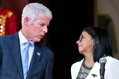Venezuela's interim President Delcy Rodriguez and US Energy Secretary Chris Wright oversaw the signing of energy deals worth billions in Caracas - Juan BARRETO (AFP)